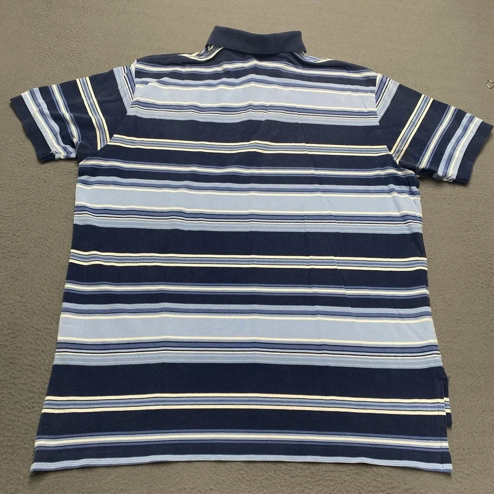 Polo Ralph Lauren Polo Shirt Mens 2XL Blue Stripe 100% Cotton Pony Logo